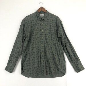 Columbia Men's Size XL Green Duck Printed 100% Cotton Button Down Collared Shirt